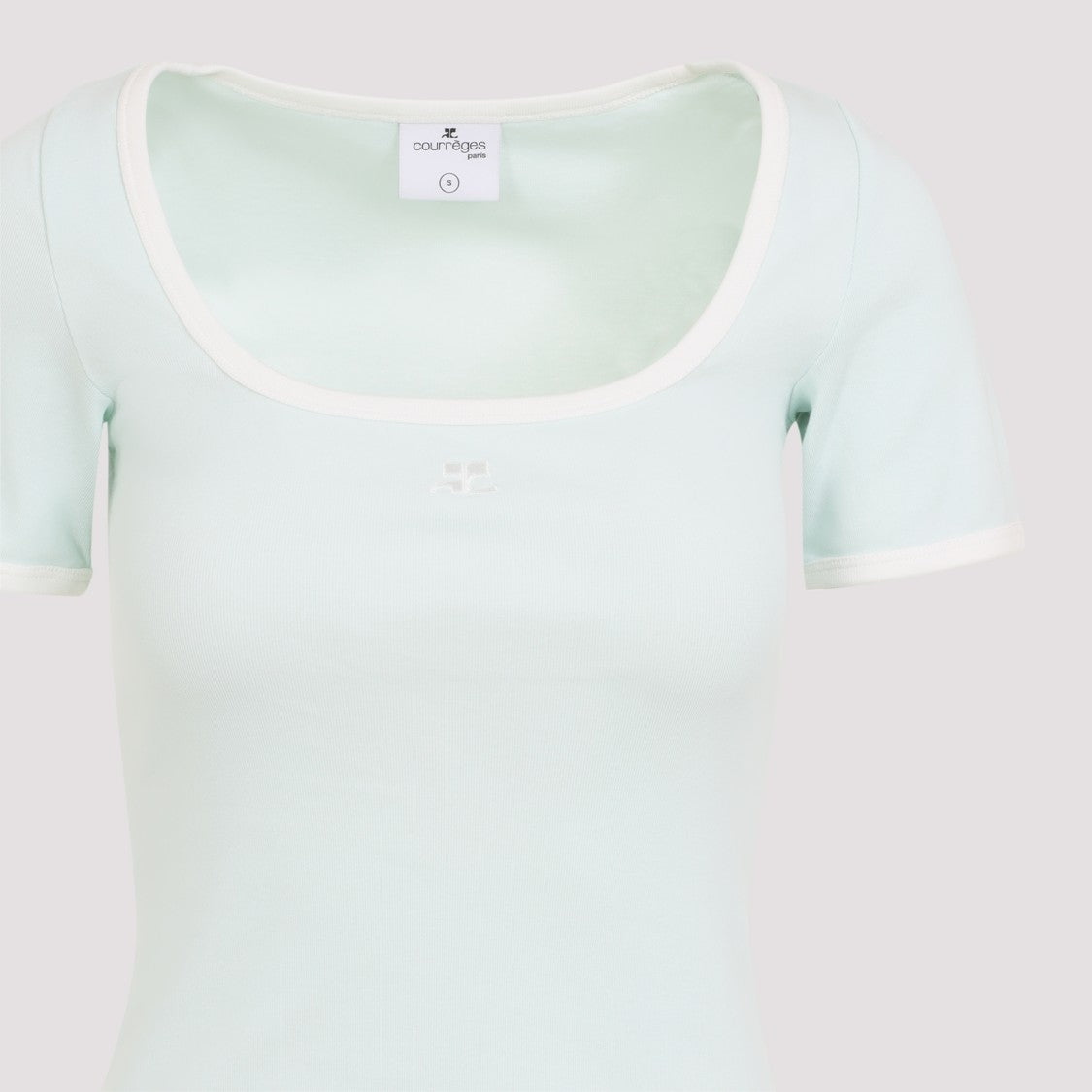 Courrèges Light Mint Green Cotton Contrast Dress