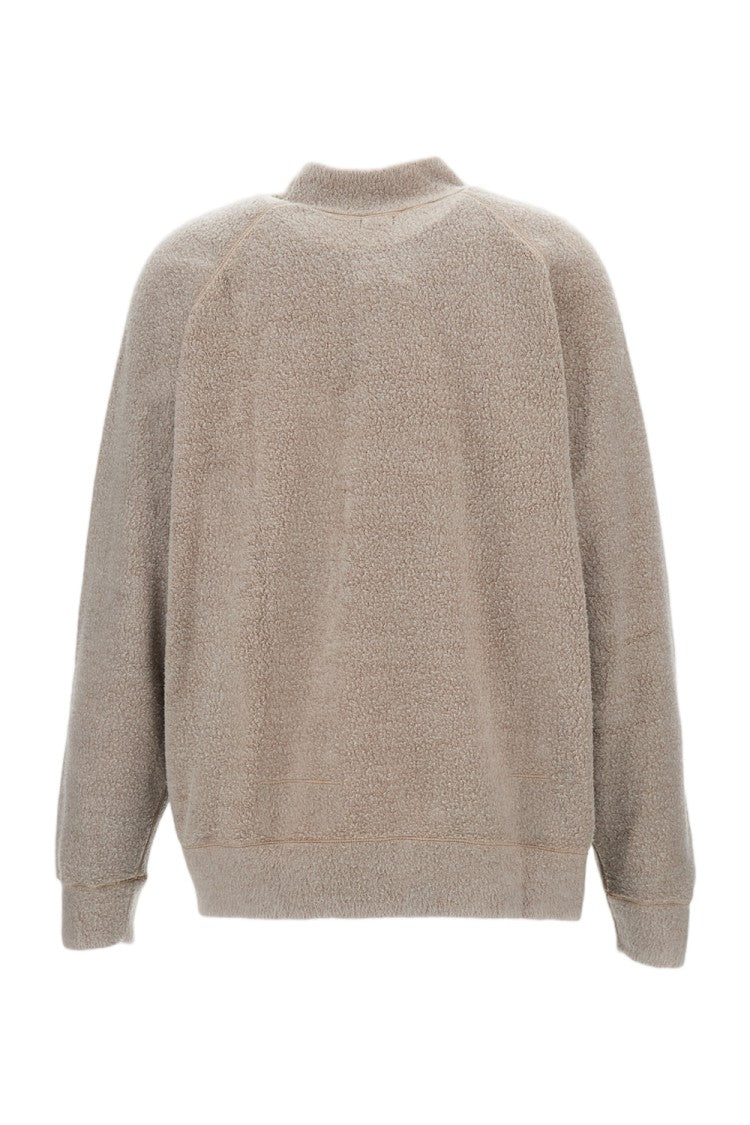 Epl Textured Crew Neck Jumper With Raglan Sleeves And Reinforced Seams