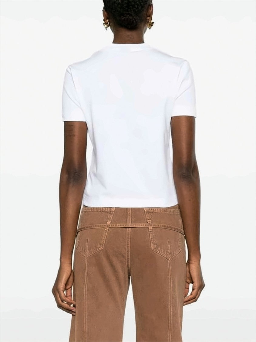 Jacquemus Cropped White T-Shirt With Centered Patch