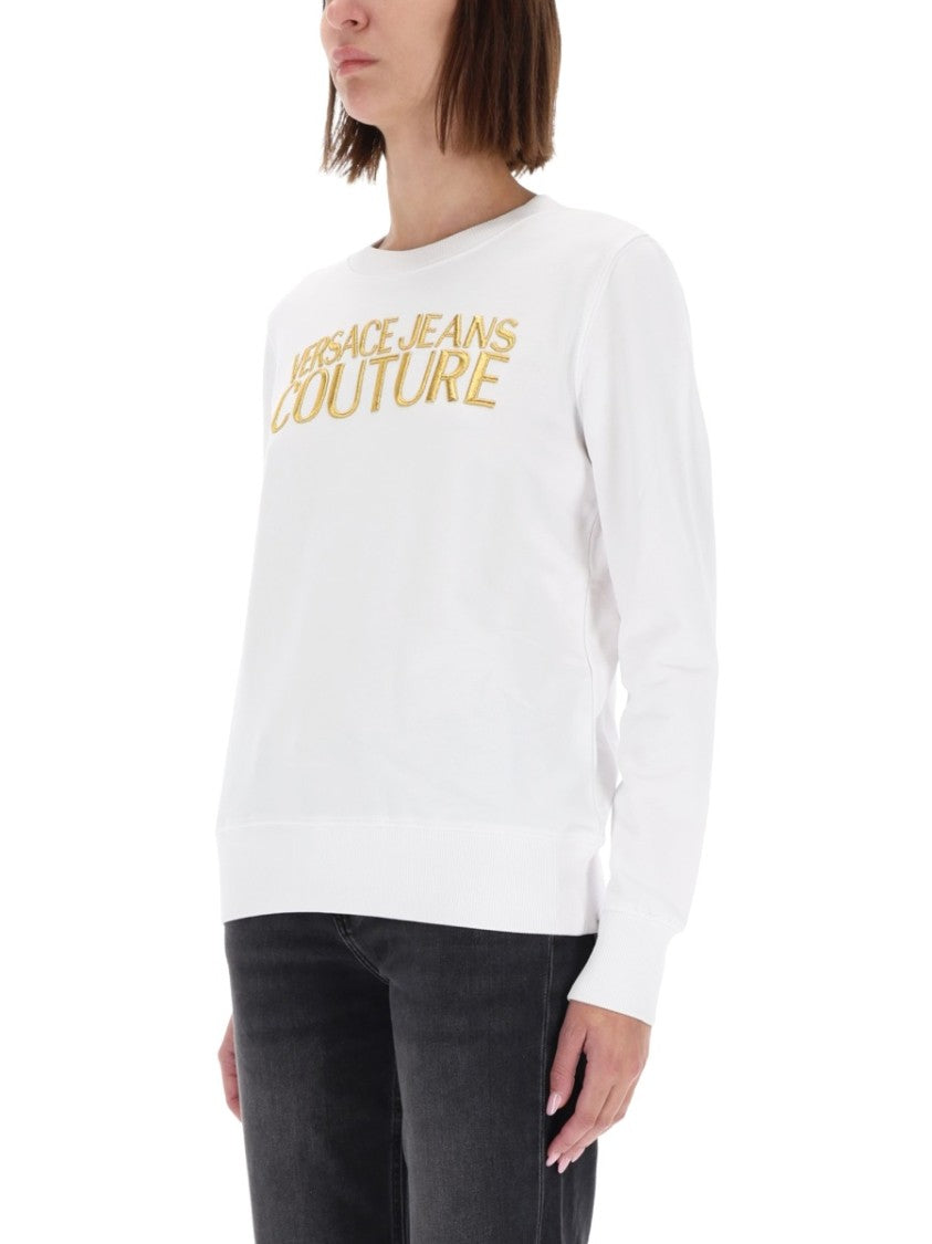 Versace Jeans Couture White Bold Gold Logo Sweatshirt