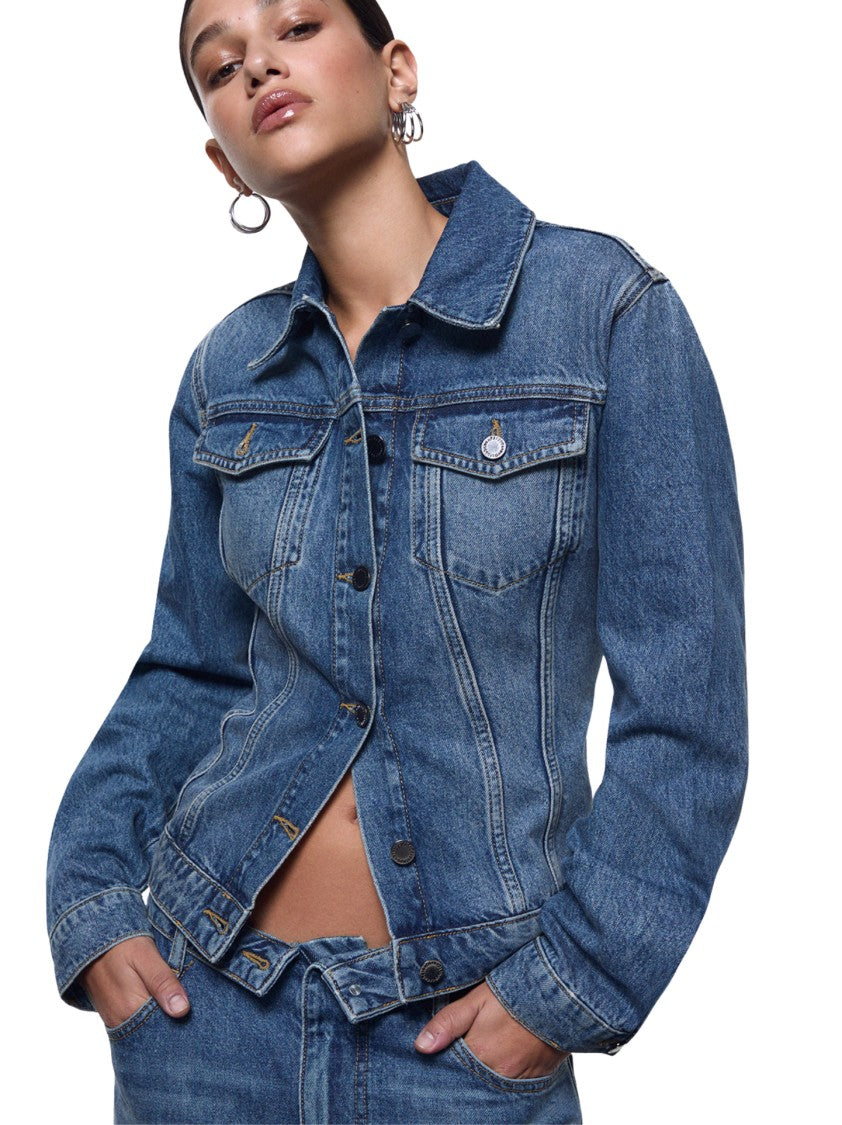 Liu Jo Blue Fitted Lace-Up Denim Jacket