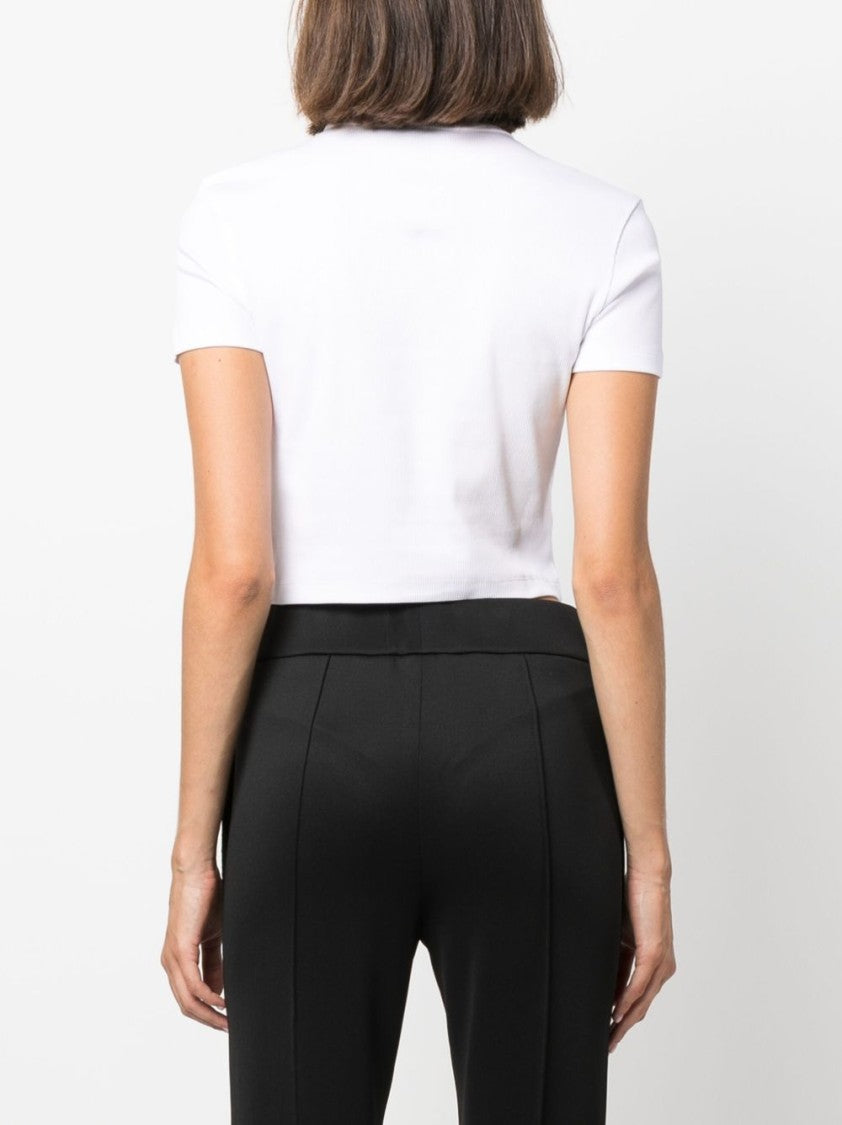 Fendi Fitted Cropped Short-Sleeve Ribbed Top