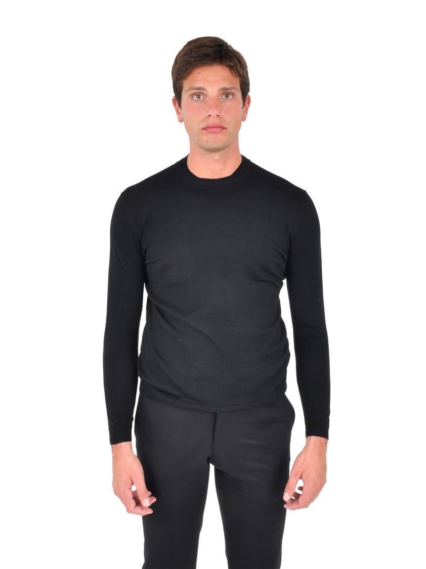Franzese Collection Classic Black Knit Sweater With Crewneck