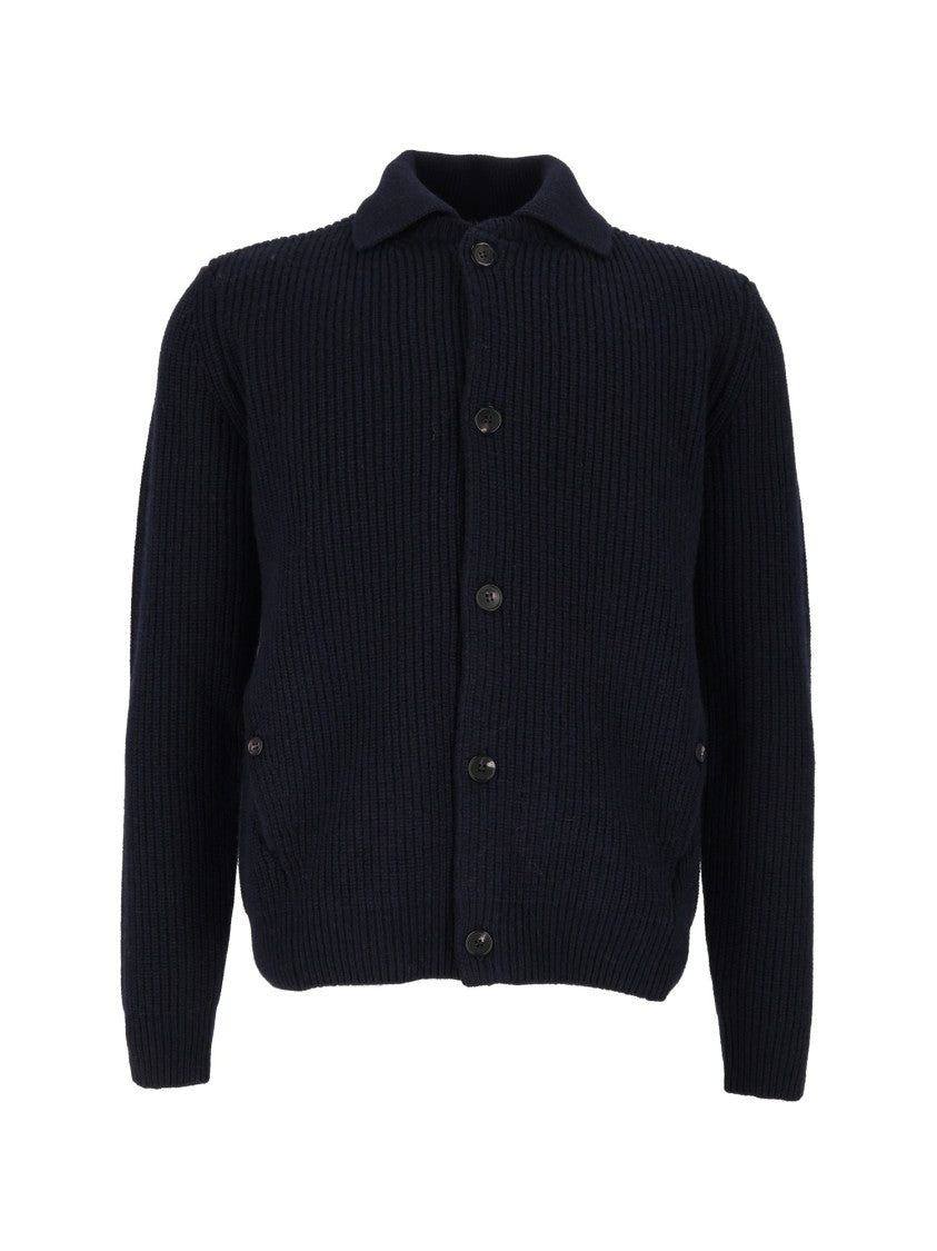 Slowear Zanone Navy Giubbo Button-Up Knit Jacket