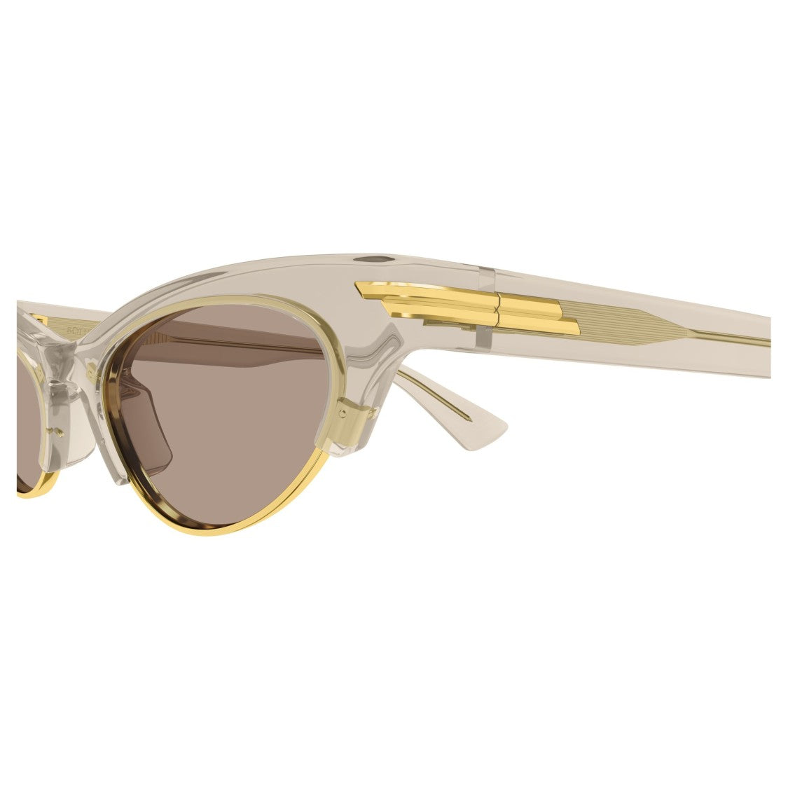 Bottega Veneta Translucent Beige Cat-Eye Sunglasses With Gold-Tone Accents