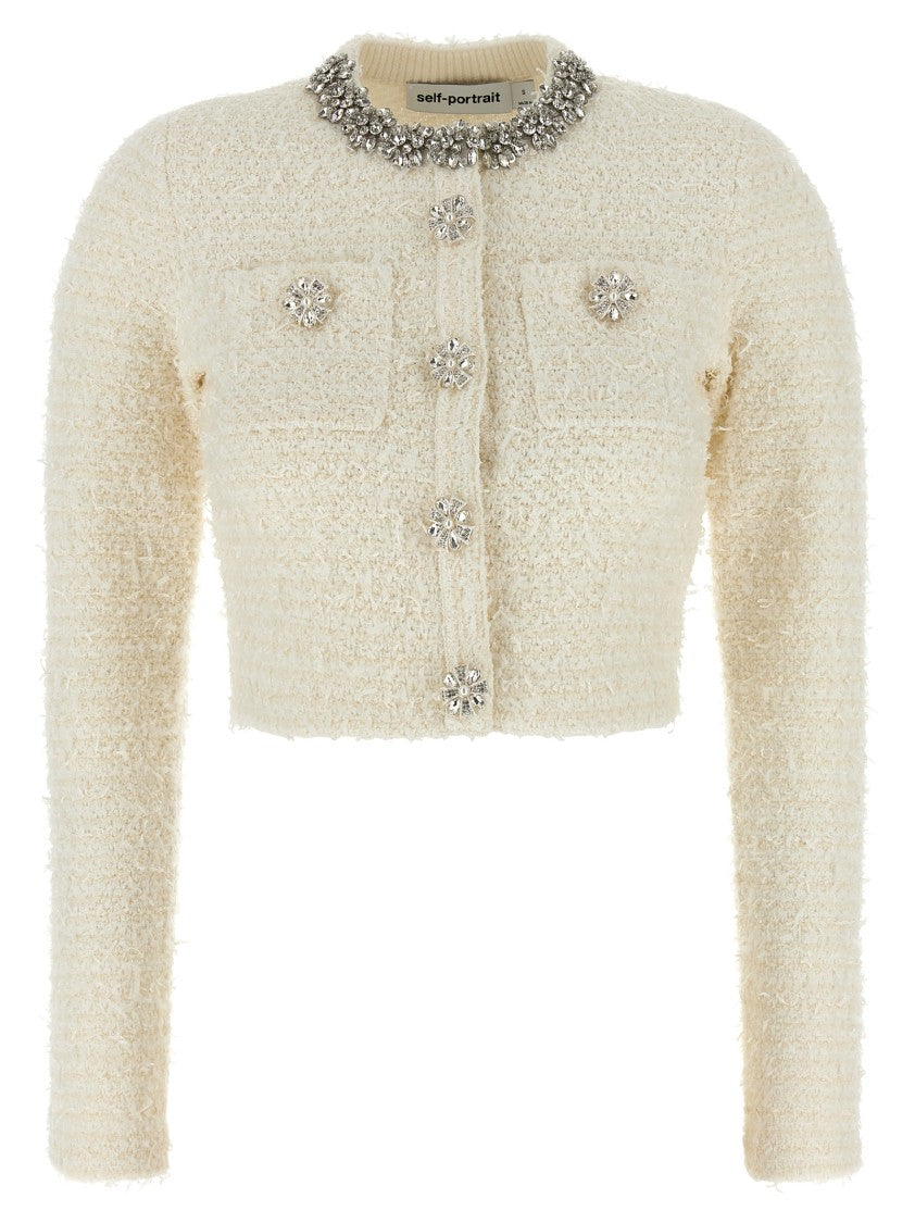 Self-Portrait 'Cream Textured Knit' Cardigan
