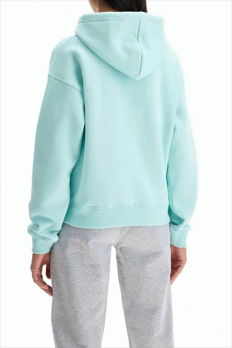 Maison Kitsuné Pastel Mint Cropped Hoodie With Embroidered Fox Logo