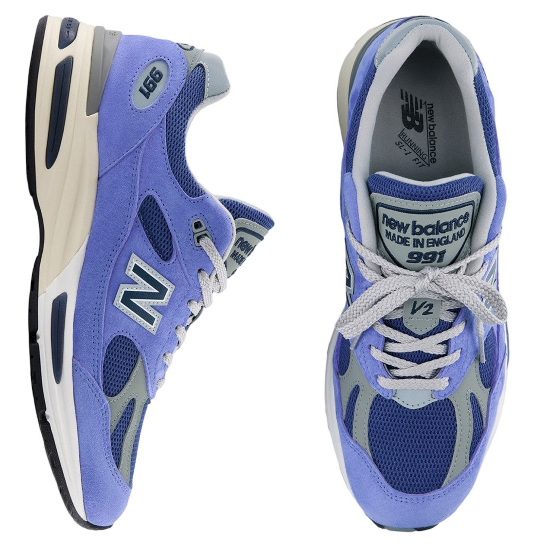 New Balance Blue 991V2 Abzorb Mesh Suede Sneakers