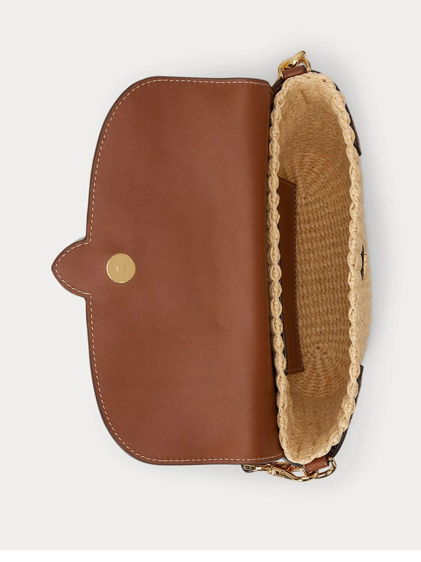 Lauren Ralph Lauren Shoulder Bag With Woven Straw Base