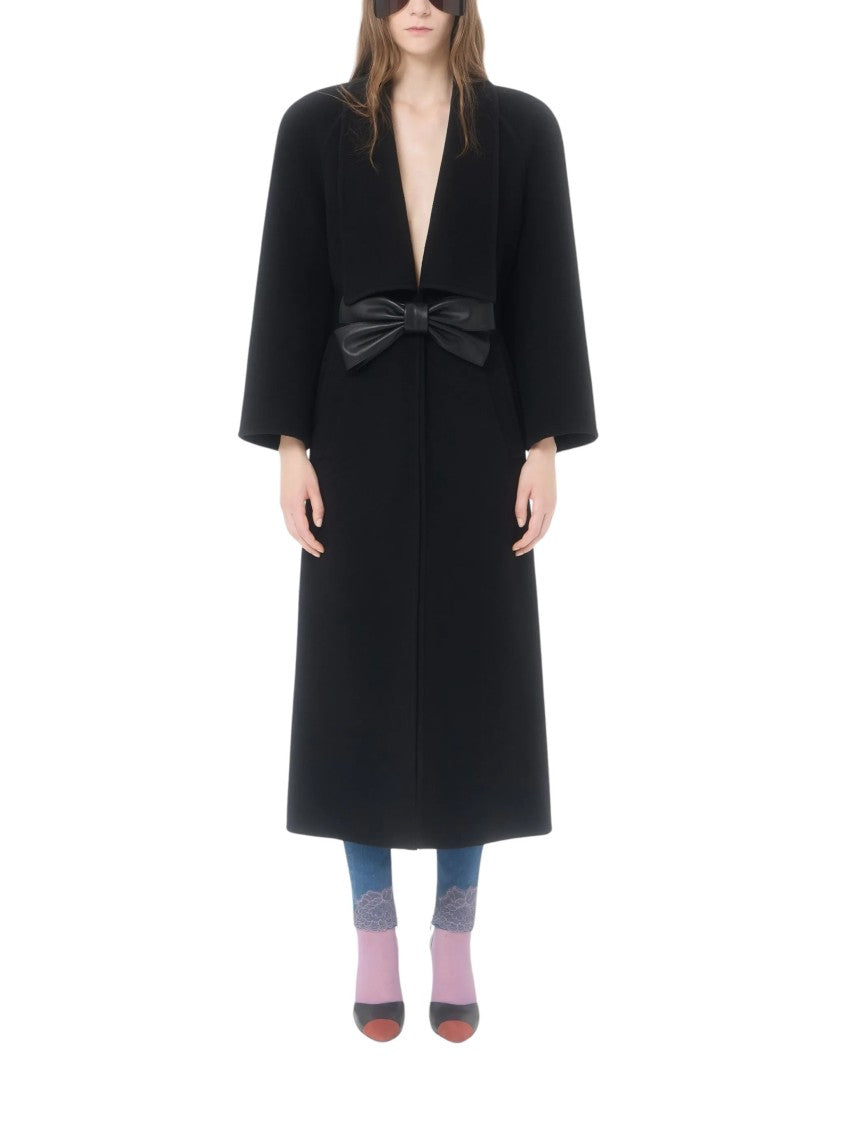 Valentino Black Wool-Cashmere Shawl Lapel Coat