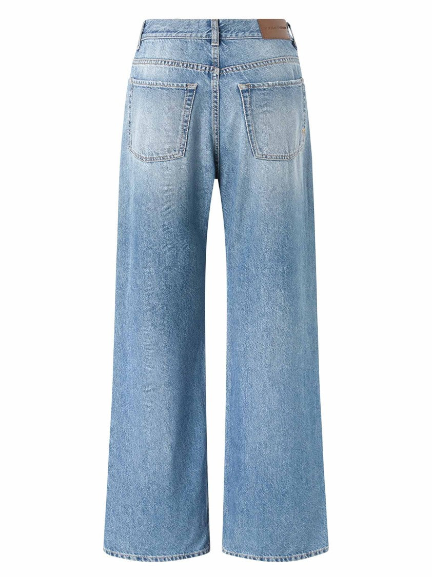 Pinko Wide-Leg Palazzo Jeans With Distressing And Soft Texture