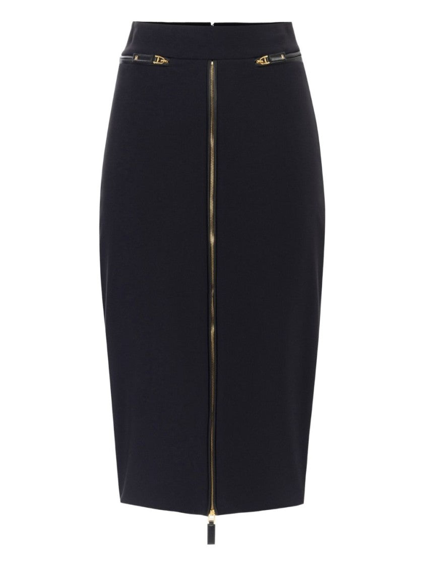 Elisabetta Franchi Mid-Length Black Pencil Skirt With High Waist