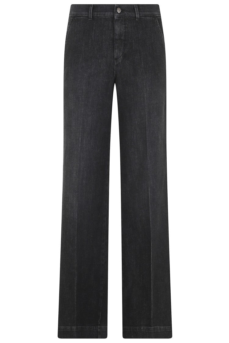 Cigala`S Black High-Waisted Wide-Leg Denim Jeans