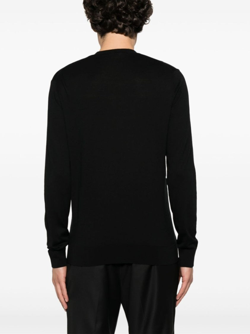 Paolo Pecora V-Neck Black Sweater With Classic Fit