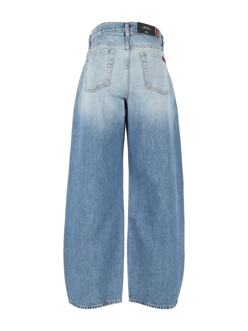 7 For All Mankind Skyfrost Bonnie Curvilinear Wide-Leg Jeans