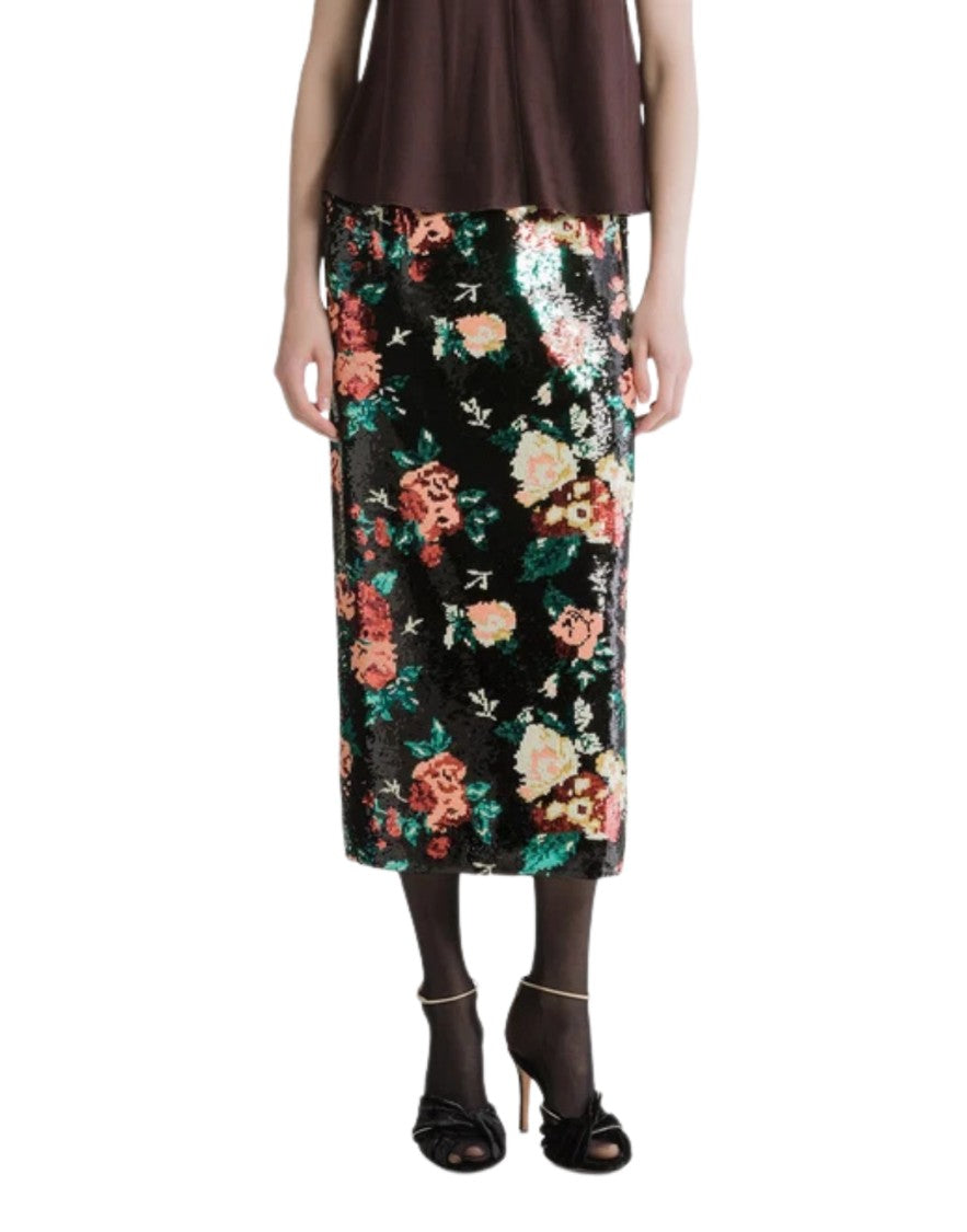 Forte Forte Bouquet Floral Sequin Polyester Midi Skirt