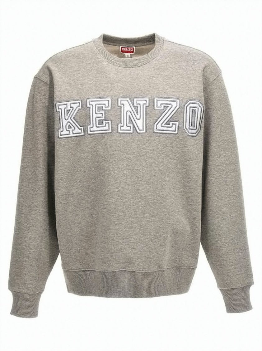 Kenzo Heather Grey Long-Sleeve Sweatshirt With Varsity Detailing