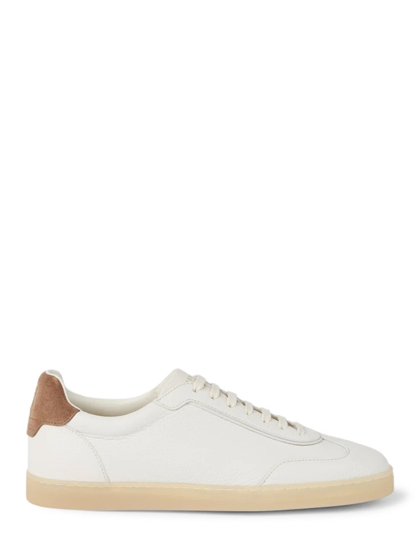 Brunello Cucinelli Low-Profile White Leather Sneakers