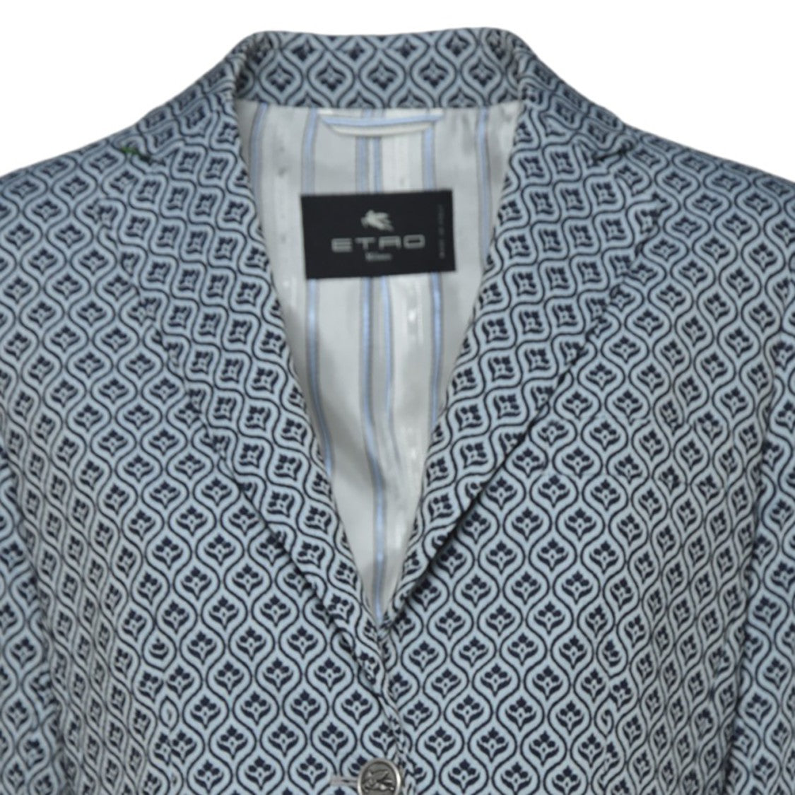 Etro Single-Breasted Blue Jacquard Jacket With Medallion Motif