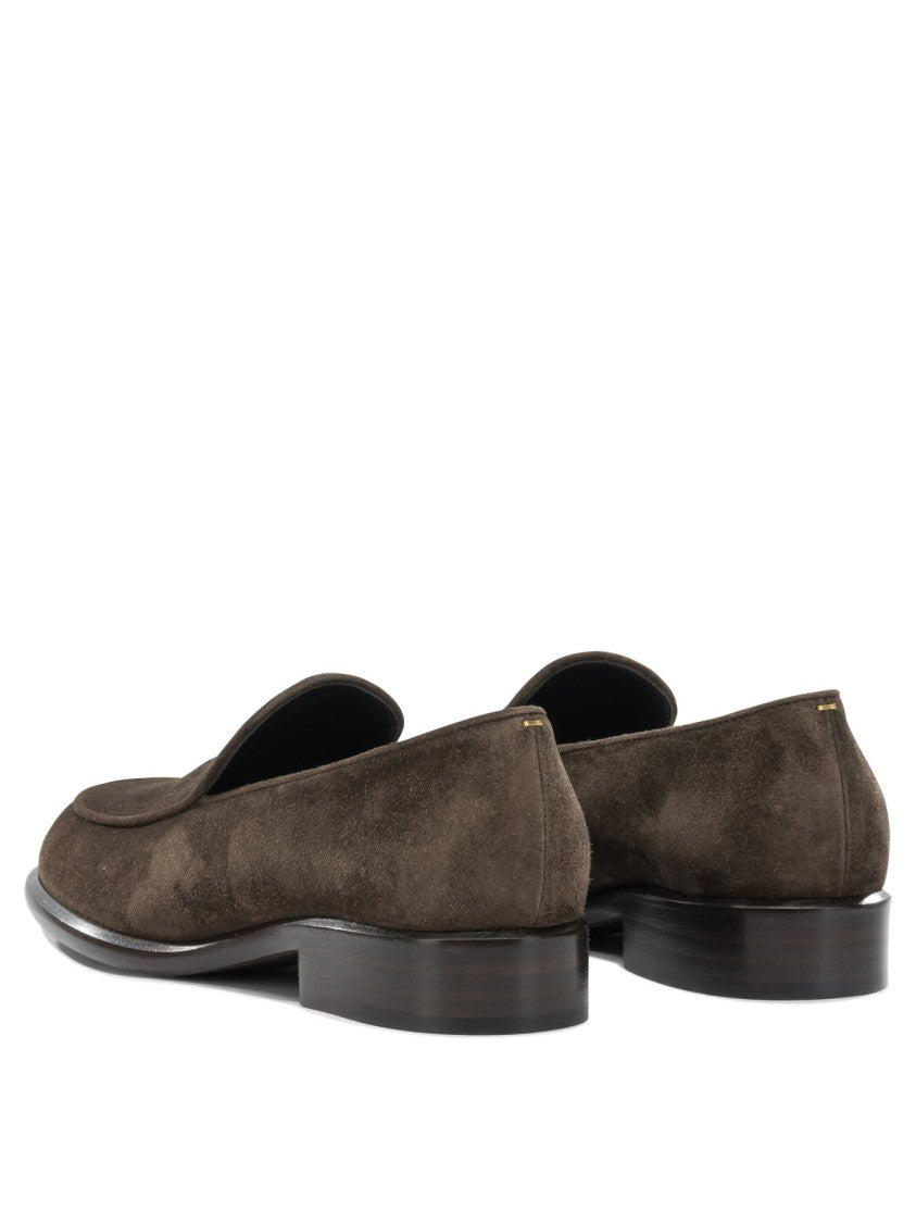 Khaite Chocolate Brown Suede Loafers