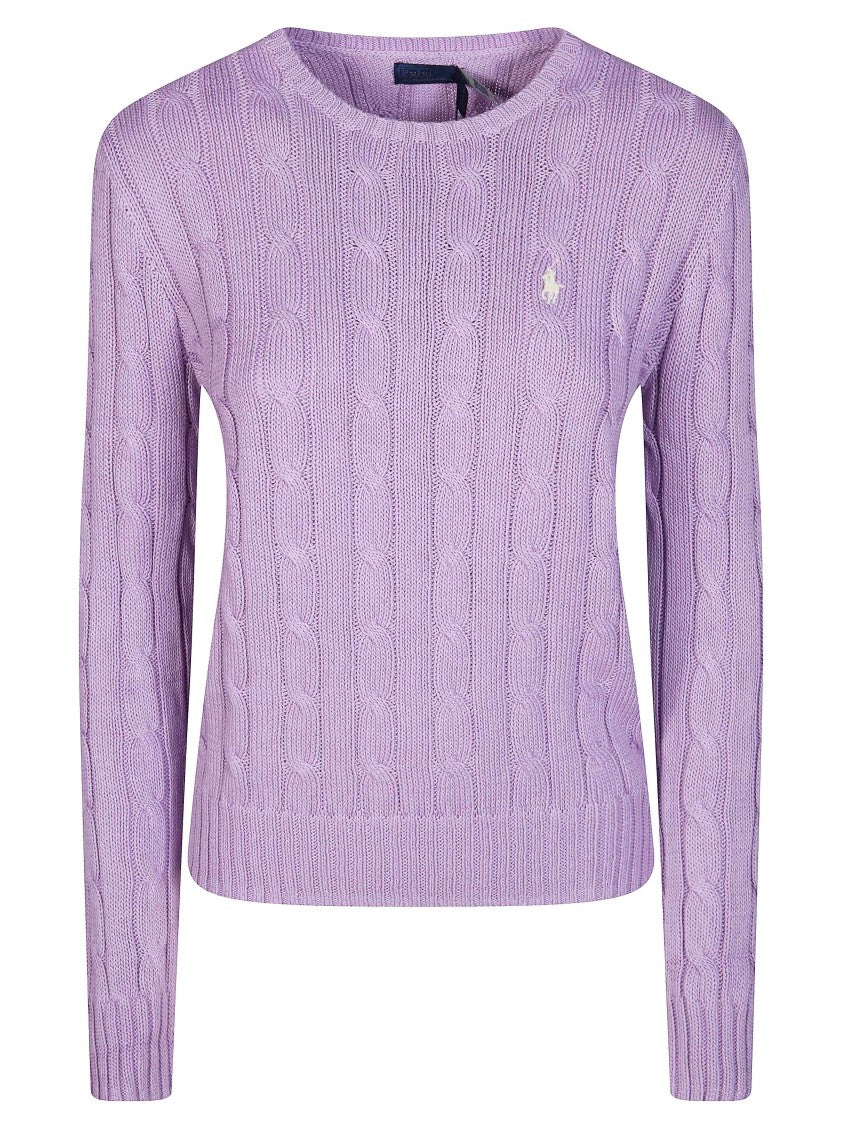 Polo Ralph Lauren Purple Treccia Cable Knit Crewneck Sweater