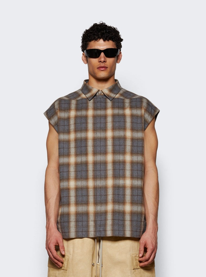 Rick Owens Sleeveless Jumbo Outershirt Grey Plaid