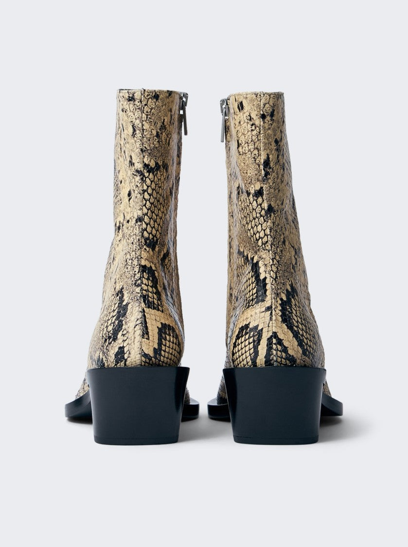 Jil Sander Jay Snakeskin Print Ankle Boots