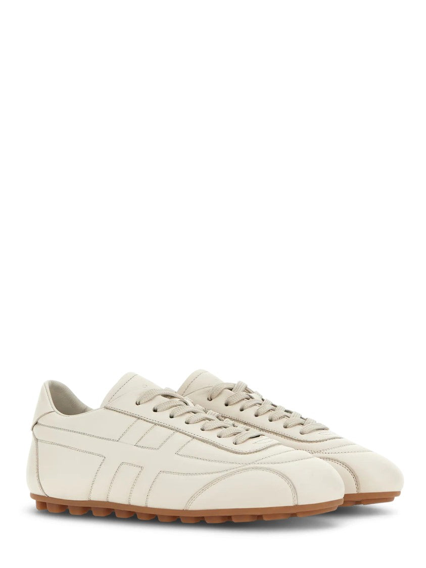 Hogan Minimalist White Leather Sneakers With Textured Grip