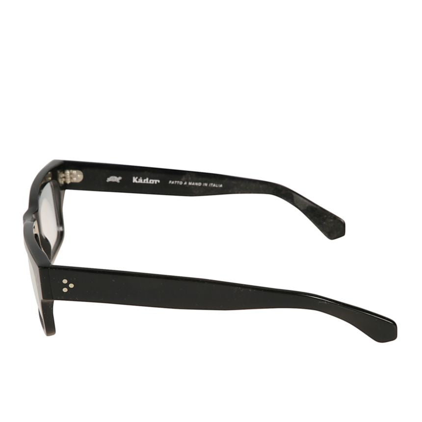 Kador Mark Rectangular Frame Black Eyeglasses With Silver Rivet Details
