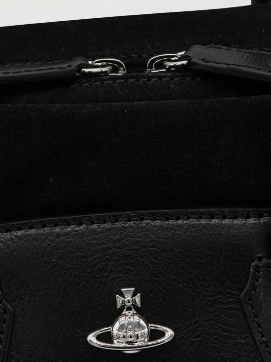 Vivienne Westwood Structured Calf Leather Shoulder Bag With Suede Sides