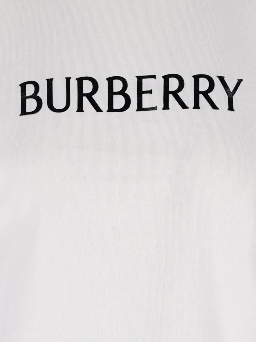 Burberry Logo T-Shirt In White Cotton, Crew Neck