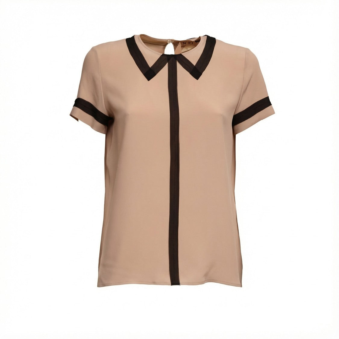 N°21 Short-Sleeve Blouse With Black Trims