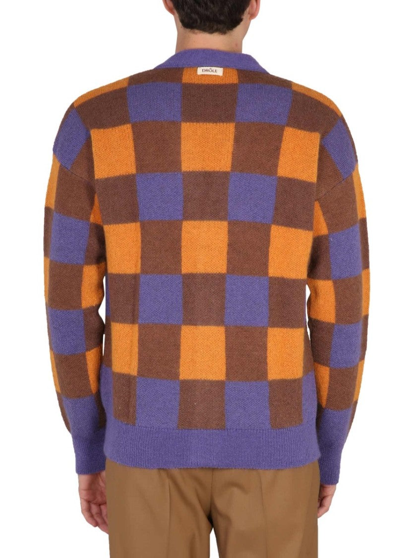 Drôle De Monsieur Check Pattern Cardigan