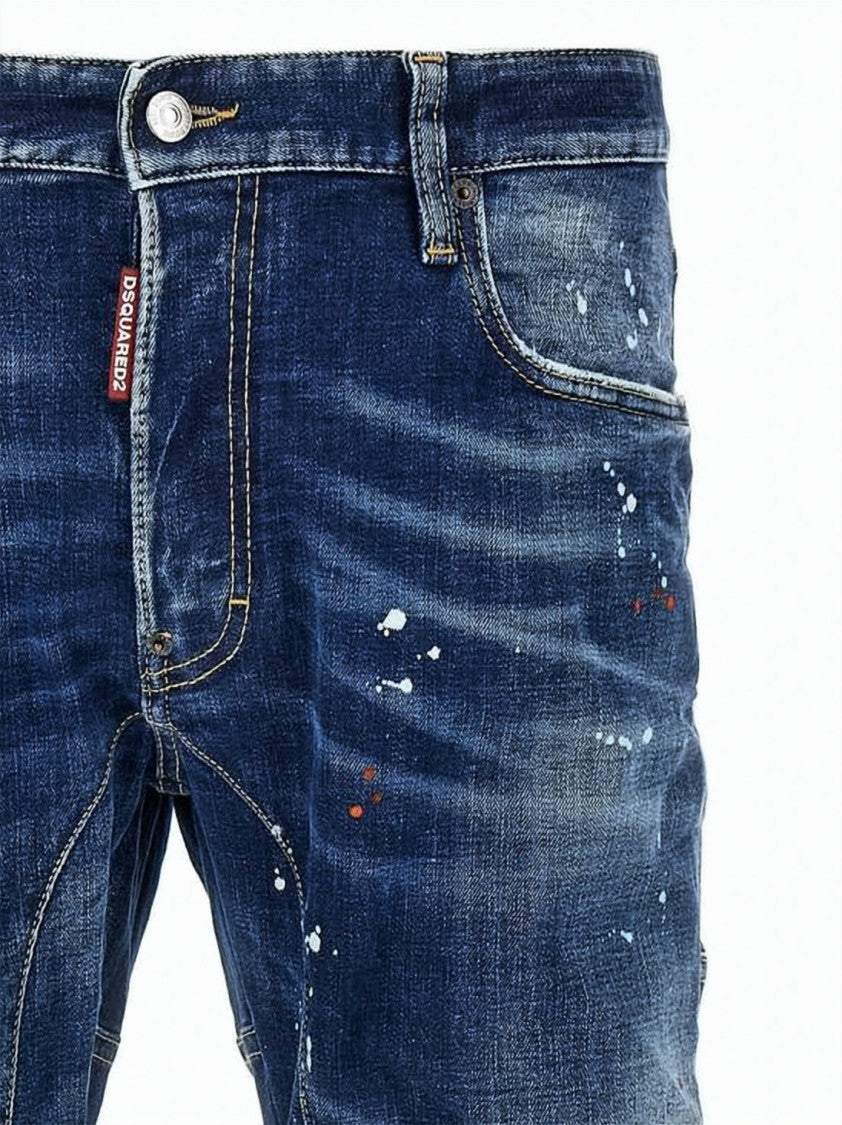 Dsquared2 Slim Fit Distressed Denim Pants With Tapered Leg