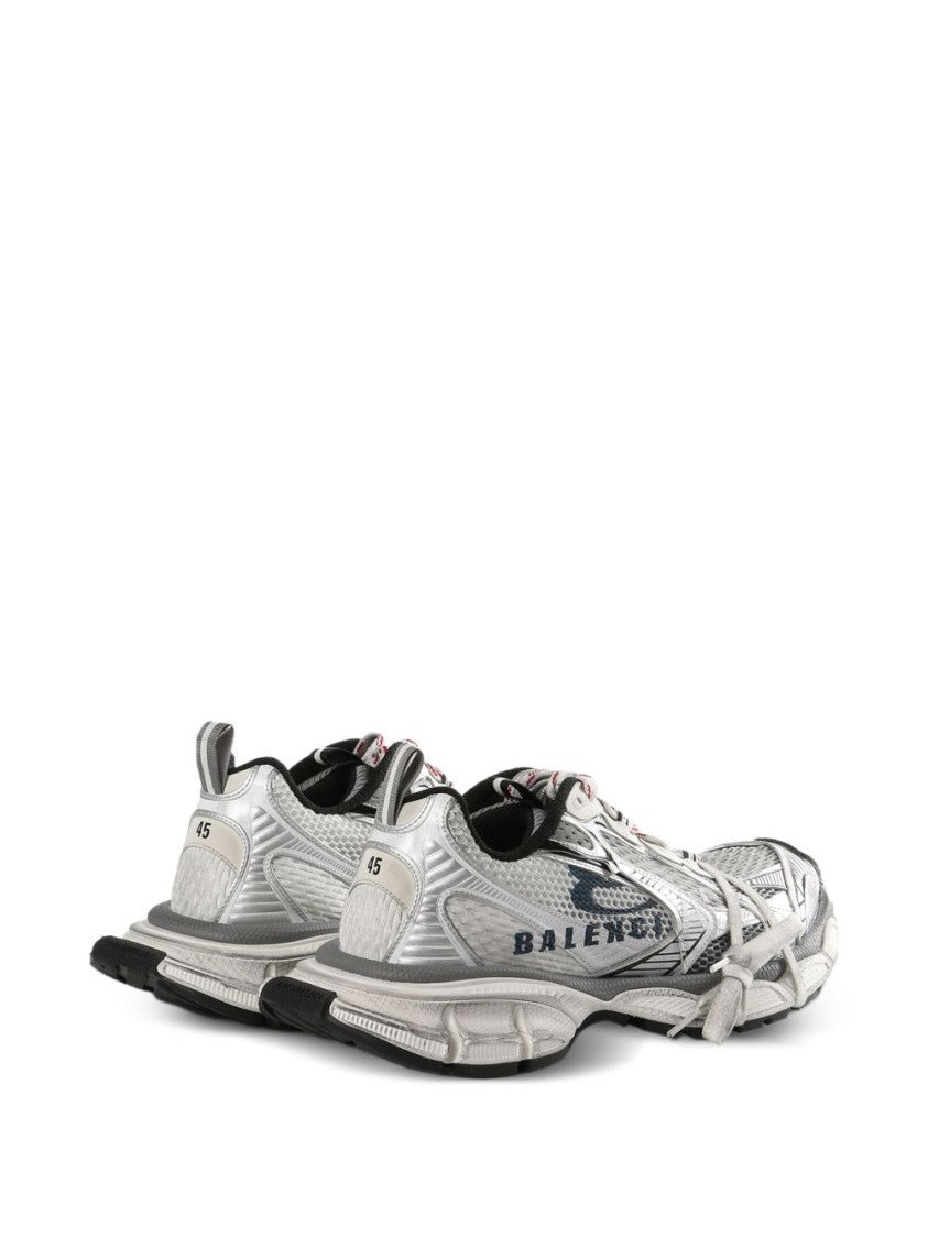 Balenciaga Futuristic Silver Mesh Flat Shoes