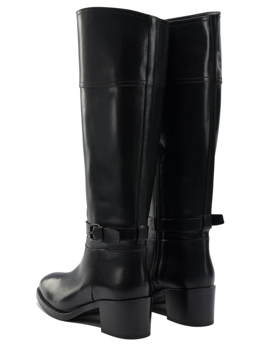 Maretto Polished Black Leather Ankle Boots