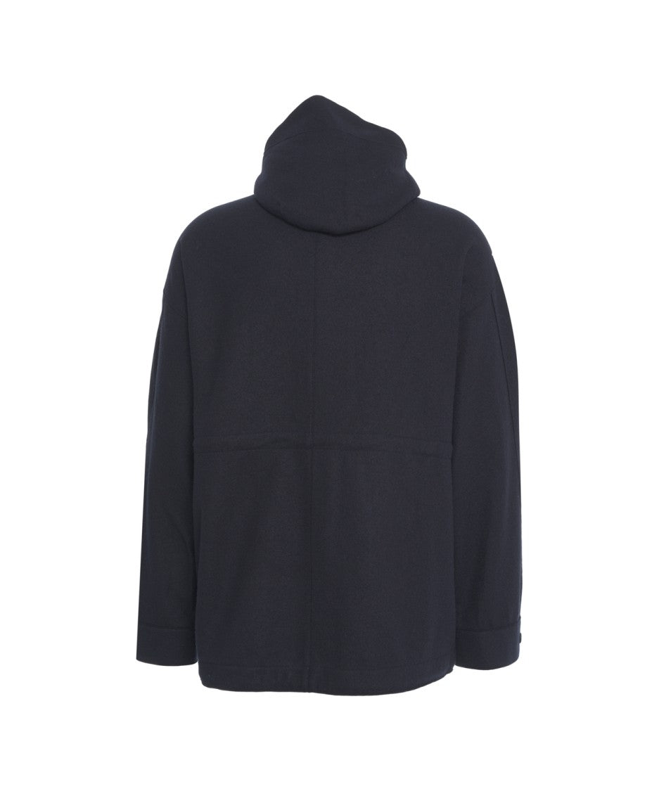 Transit Hooded Jacket With Hidden Zipper And Textured Fabric