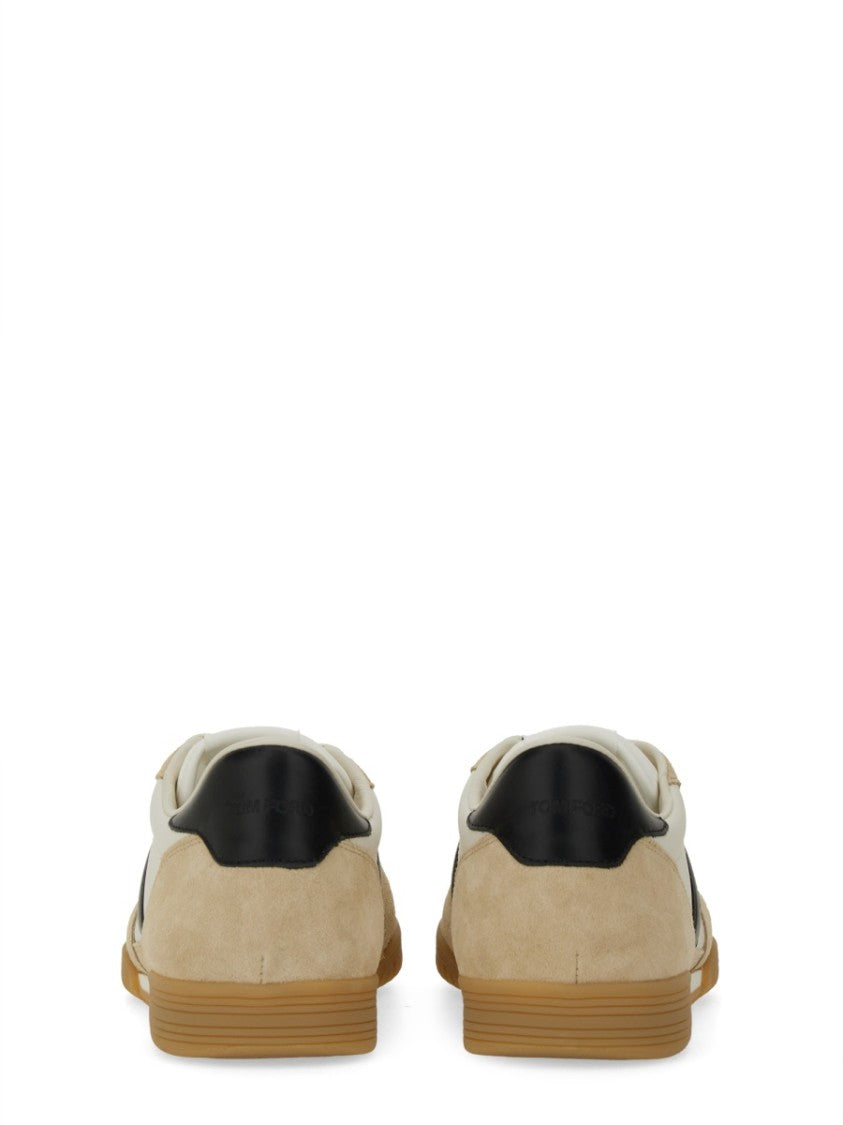 Tom Ford Calf Leather And Suede Sneakers With Contrasting Stripes