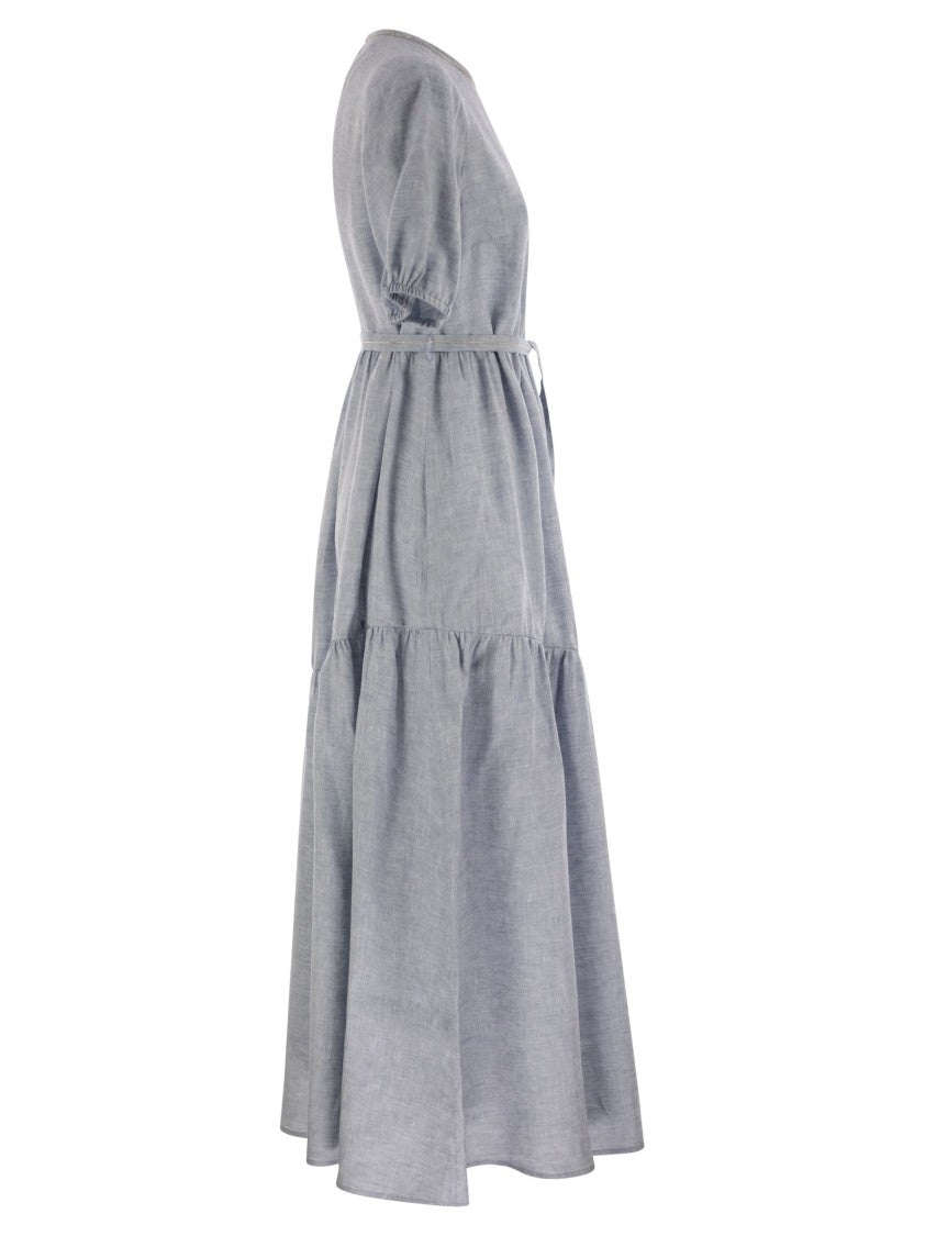 Peserico Long Dress In Pure Linen