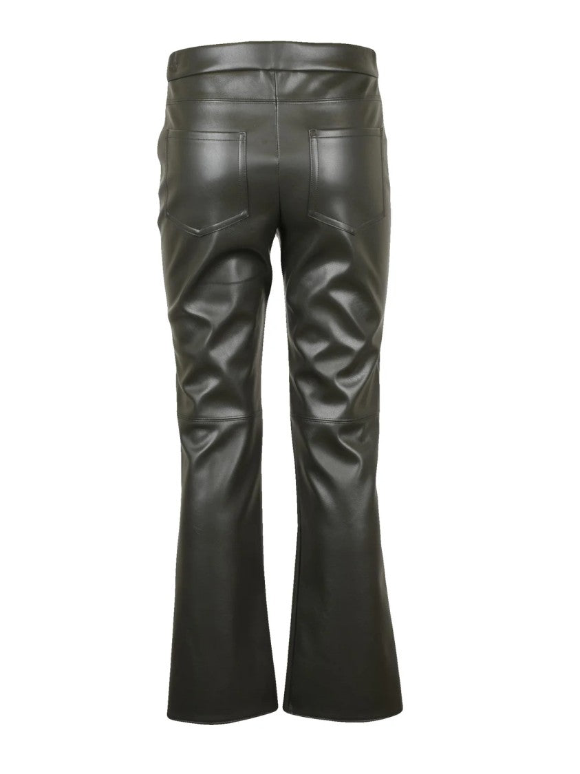 Max Mara Fluid Drape Flared Trousers With Leather-Like Finish