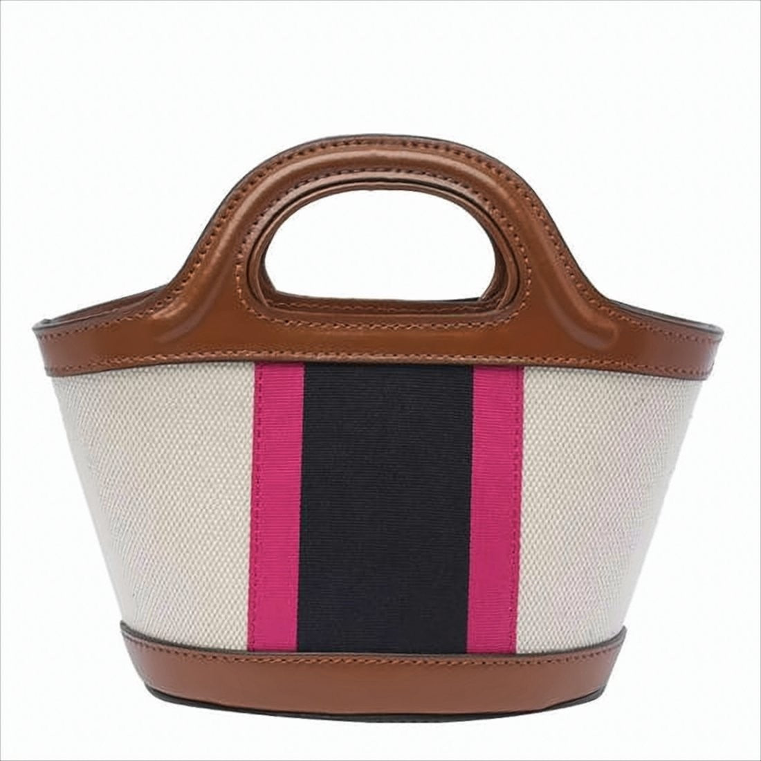 Marni Structured Beige Canvas Tote Bag With Vibrant Accents