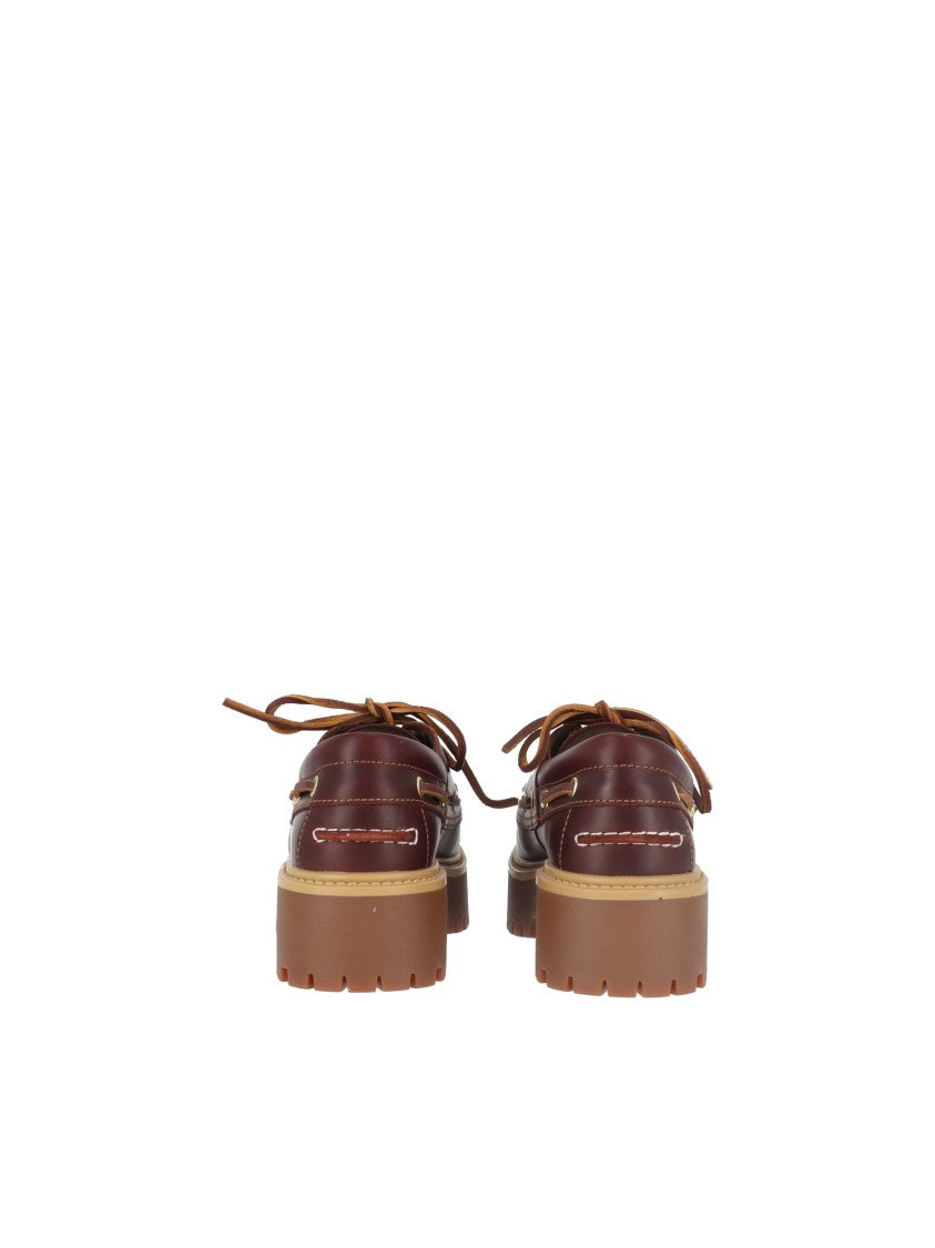 Timberland Brown Stone Street Moccasin Stitch Leather Boat Shoes