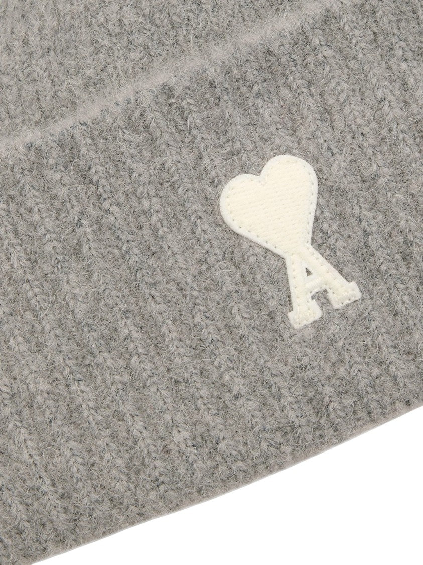 Ami Paris Quota Ami De Coeur Ribbed Beanie