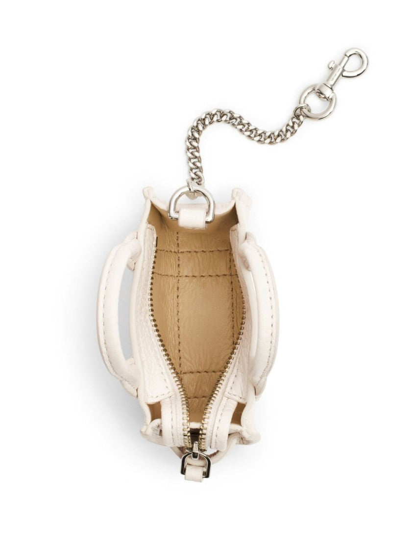 Marc Jacobs Miniature Tote Bag Charm In White Calf Leather
