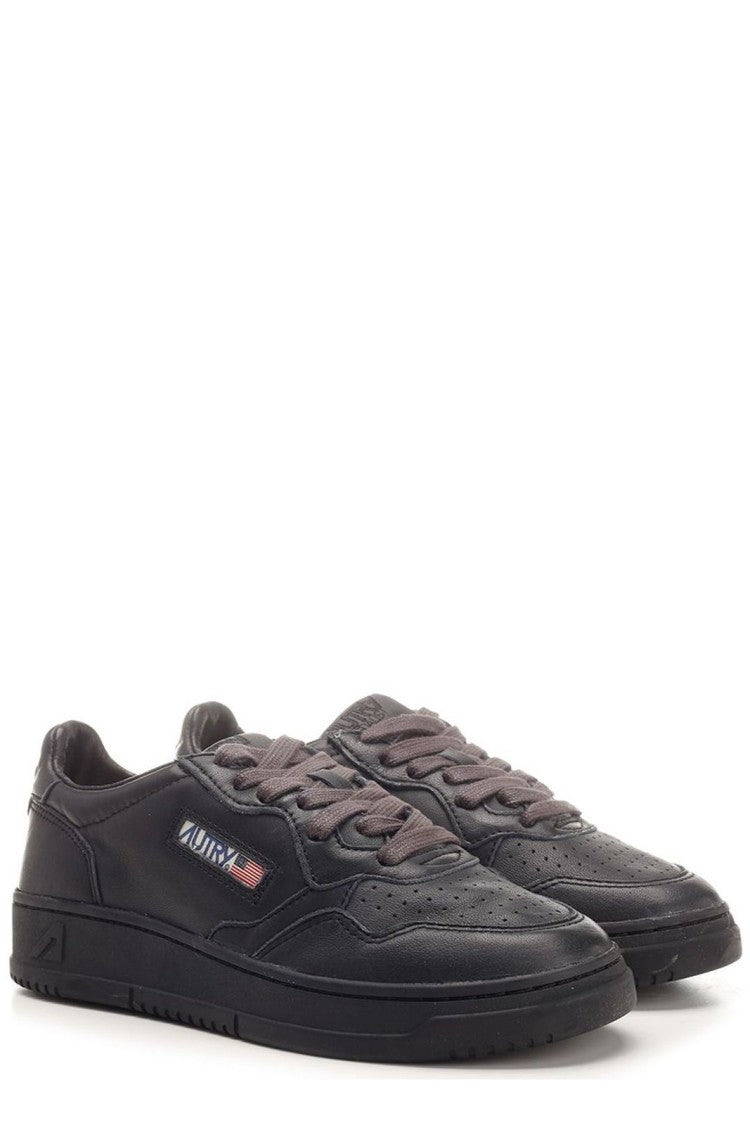 Autry Monochrome Black Low-Top Sneakers With Panel Detailing