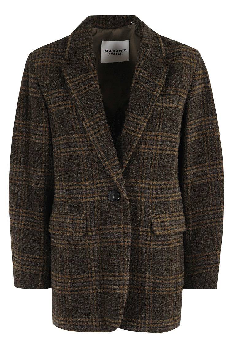 Isabel Marant Étoile Gesina Gb Tailored Plaid Coat In Khaki Virgin Wool