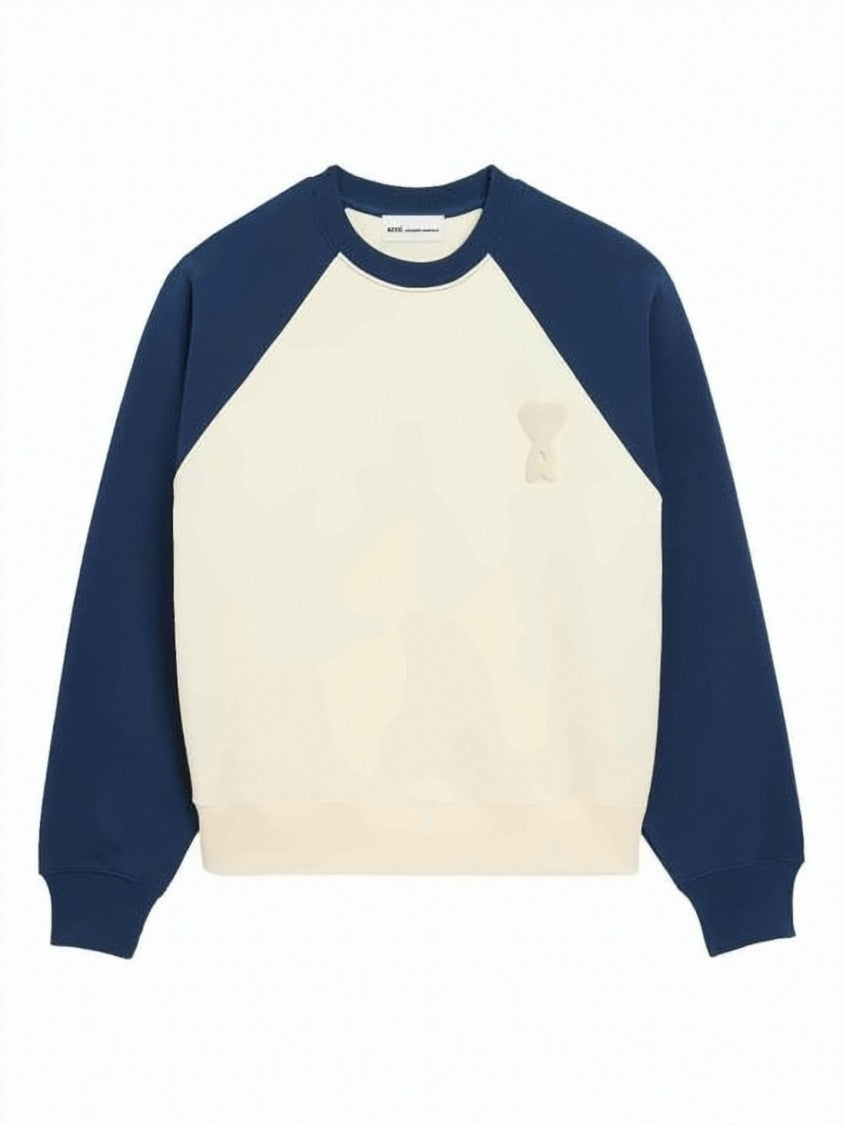 Ami Paris Color-Block Long Sleeve Sweatshirt