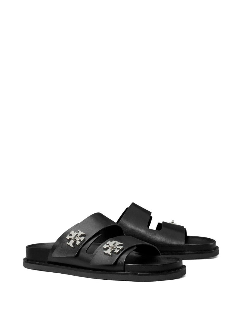Tory Burch Open-Toe Sandals With Metallic Logo Emblem