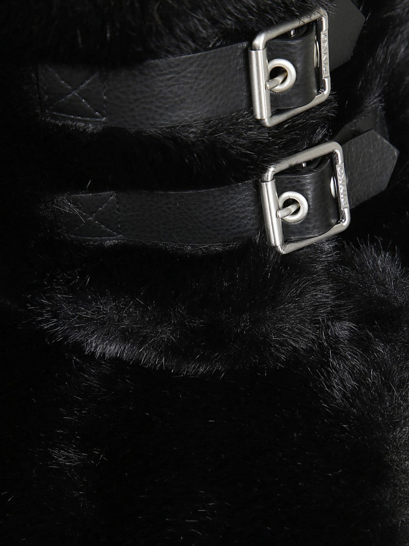 Pinko Cropped Black Faux Fur Jacket