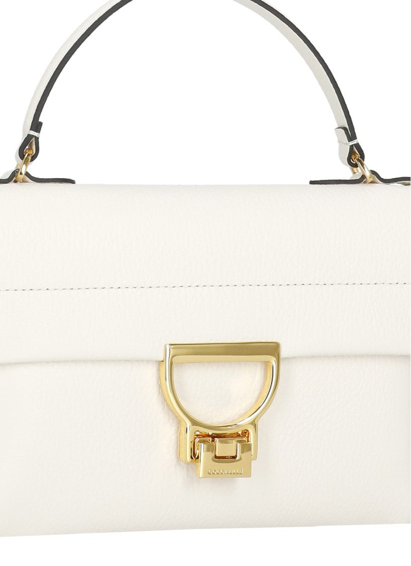 Coccinelle Ivory Pebbled Leather Arlettis Handbag With Gold-Tone Clasp